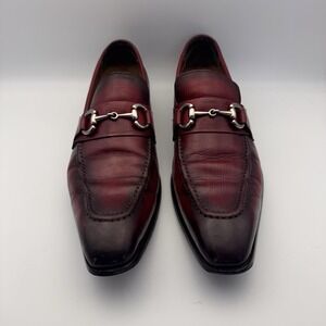 CARRUCCI Mens Red‎  Leather Two Tone Buckle Loafer Dress Shoes Size 10.5